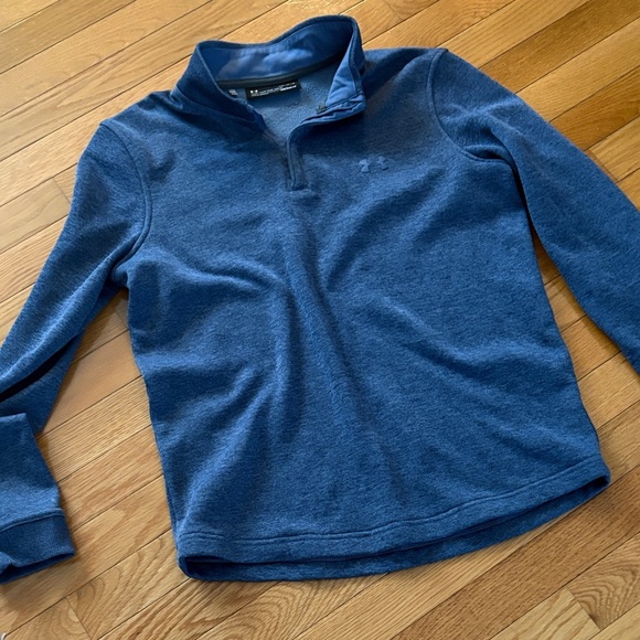 Under Armour Men's Heathered Blue Zip-Up Sweater - Picture 5 of 7
